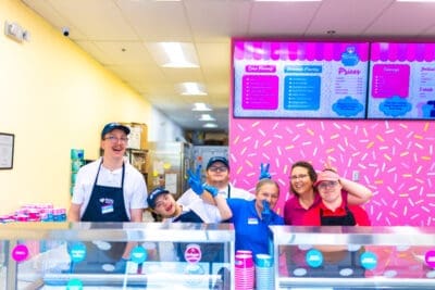 Howdy Homemade Ice Cream Heroes and staff behind the ice cream counter